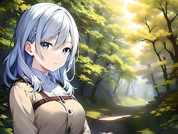 A girl in a forest, AI Art, Anime, girl, anime girl HD wallpaper