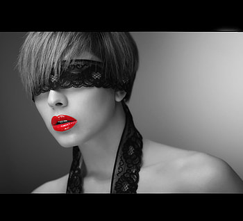 Witchy Woman, witchy, mask, red, bw, lips, woman HD wallpaper
