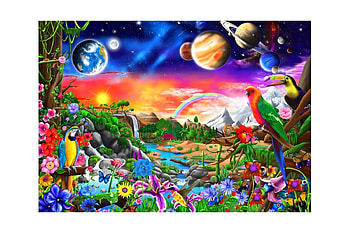 Cosmic Paradise, paradise, birds, cosmic, fantasy HD wallpaper