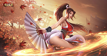 Fantasy girl, girl, hand fan, fantasy, red, yellow, musi, autumn, leaf, toamna, mu si HD wallpaper