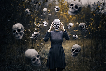 Skull Spooky Girl , skull, manipulation, graphy HD wallpaper