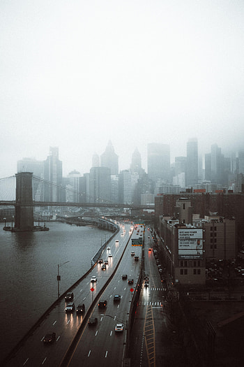 Cities, City, Building, View From Above, Road, Fog HD phone wallpaper
