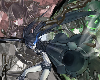 Packing Heat, black rock shooter, guns, dead master, black gold saw HD wallpaper