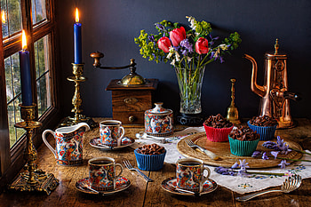 Still life, Cup, Coffee, Candles, Mugs, Flowers HD wallpaper