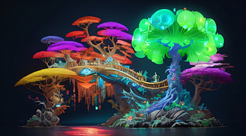 Neon tree, AI Art, fantasy, tree HD wallpaper