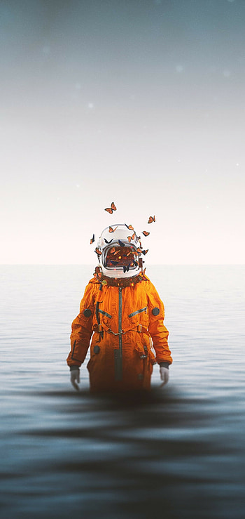astronaut , Samsung Galaxy S10e, Xiaomi Mi A2 Lite, Surreal butterflies HD phone wallpaper