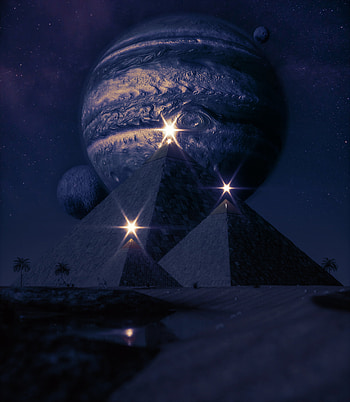 Planets, Shining, Pyramids, Dark, Flash, Outbreaks HD phone wallpaper