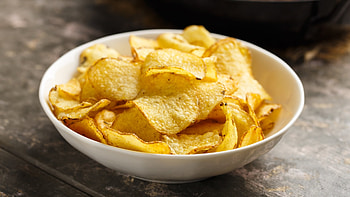 Homemade potato chips, Baked perfection, Olive oil seasoning, Snack time delight HD wallpaper