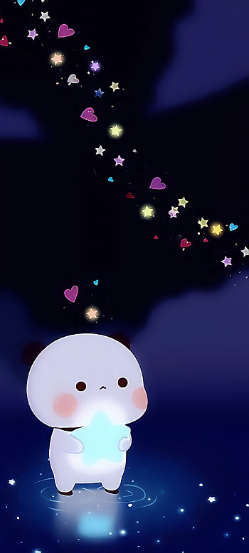 Cute Night Bear, blue HD phone wallpaper