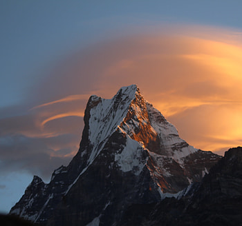 Mountain cliff, sunset, nature HD wallpaper