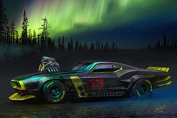 Cyberpunk Car Manipulation, cars, cyberpunk, manipulation, artist, artwork, digital-art, aurora, northern-lights HD wallpaper