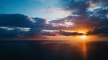 Sun Setting Cloudy Day , sunset, clouds, relaxing, nature HD wallpaper
