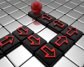 Arrow Path, sphere, arrow, 3d, path HD wallpaper