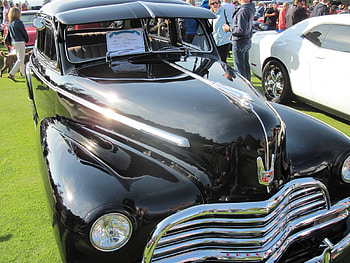 1946 Chevrolet Invermere car show BC - Canada, headlights, graphy, black, red logo, green, grass, Chevrolet, nickel HD wallpaper
