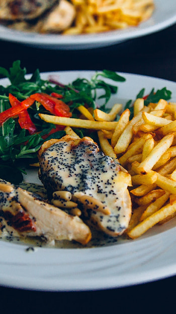 Seafood and fries, Gourmet experience, Perfectly seasoned, Irresistible combination HD phone wallpaper