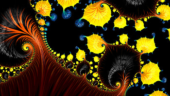 Trippy Psychedelic Fractal, colorful, colors, yellow, black, blue, Abstract, fractal, abstract blue, abstract black HD wallpaper