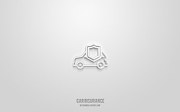 Car insurance 3d icon, white background, 3d symbols, Car insurance, insurance icons, 3d icons, Car insurance sign, insurance 3d icons HD wallpaper