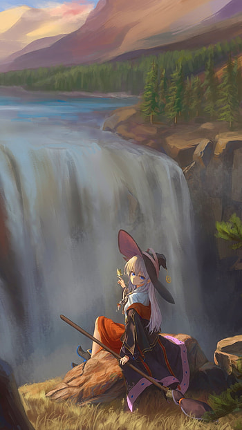 Wandering Witch Elaina — Waterfall Reverie ( ), Elaina (The Journey of Elaina), Anime, Wandering Witch: The Journey of Elaina HD phone wallpaper