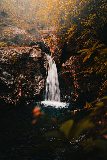 Nature, waterfall, stream through rocks HD phone wallpaper