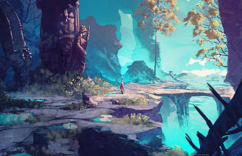 Fantasy, stature and warrior, forest, art HD wallpaper