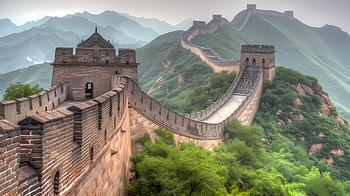 Great Wall of China view, Great Wall of China, green, nature, tree HD wallpaper