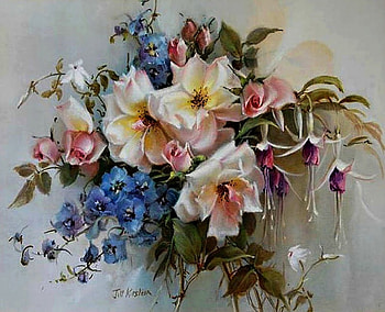 Flowers, oil painting, colors, painting, stunning HD wallpaper