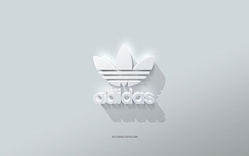 Adidas logo, white background, Adidas 3d logo, 3d art, Adidas, 3d Adidas emblem HD wallpaper