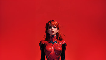 Asuka Langley Soryu Minimal Red , neon-genesis-evangelion, asuka-langley-soryu, anime-girl, anime, artist, artwork, digital-art, red, minimalism, minimalist HD wallpaper