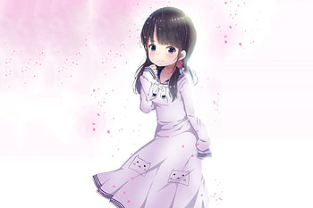 Cute, anime girl, dark hair, original HD wallpaper