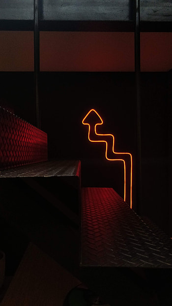 Arrow, Dark, Neon, Illumination, Backlight, Steps HD phone wallpaper
