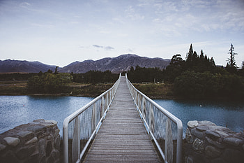 Nature, Rivers, Mountains, Bridge HD wallpaper