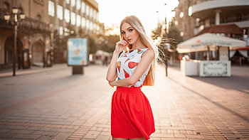 Blonde Women Street Portrait, blonde, girls, model HD wallpaper