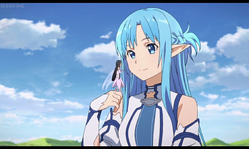 Fairy Chan, yui, yuuki asuna, long hair, beauty, nice, sword art online, cloud, female, sweet, scene, asuna, blue hair, asuna yuuki, yuuki, beautiful, fairy, anime girl, sao, anime, pretty, sky, lovely HD wallpaper