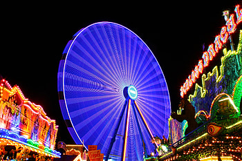 Blue Ferris Wheel , ferris-wheel, graphy, long-exposure HD wallpaper