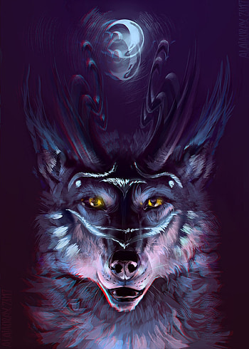 Art, Predator, Wolf, Portrait HD phone wallpaper