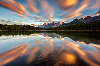 Lake Reflection, forest, mountains, lake, reflection, clouds, nature HD wallpaper