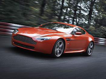 Trees, Aston Martin, Cars, Front View, Speed, 2008, Aston Martin V8 Vantage HD wallpaper