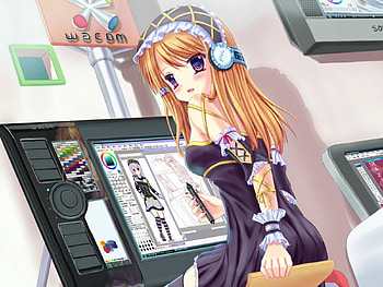 something I can help..??, somethinhg, girl, computer, anime HD wallpaper