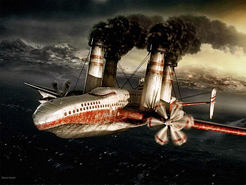 Flying Ship, ship, fly, CG, water HD wallpaper