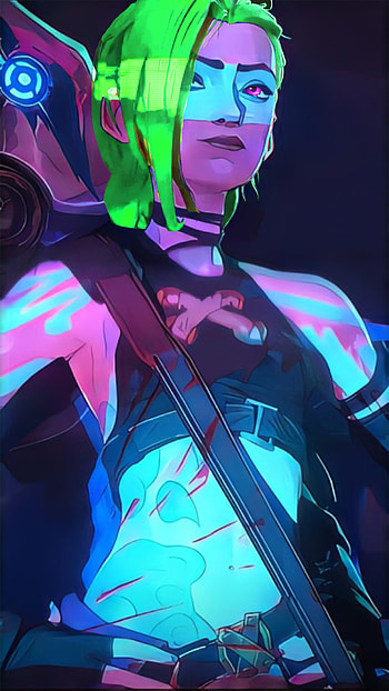 Arcane Jinx green hair HD phone wallpaper