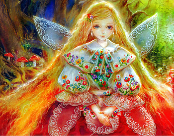 Fairy, colorful, luminos, girl, amanita HD wallpaper