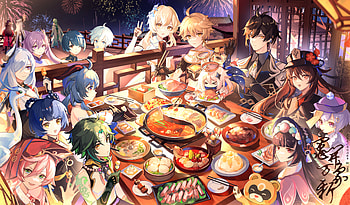 Beidou (Genshin Impact), Ningguang (Genshin Impact), Baizhu (Genshin Impact), Keqing (Genshin Impact), Xingqiu (Genshin Impact), video game, Genshin Impact HD wallpaper