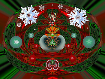 Christmas Snow, abstract, 3d, christmas, fractal, collage HD wallpaper