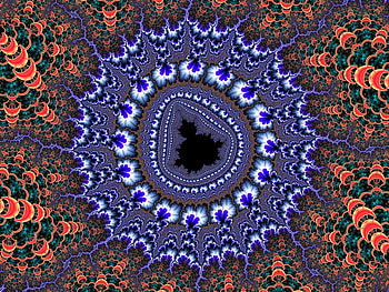 Obnoxious, blue, fractals, center, fractal, orange background HD wallpaper