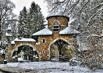 Winter scene, winter, building, scene, snow HD wallpaper