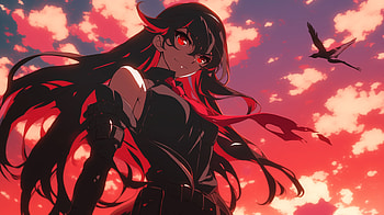 of Akame from Akame ga Kill! - A Stunning Red Anime Scene, Anime, Akame ga Kill!, Akame (Akame Ga Kill!), red anime HD wallpaper