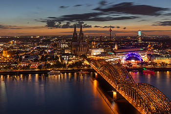 Cities, Architecture, Night City, City Lights, Bridge, Koln, Cologne HD wallpaper