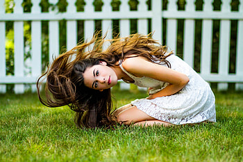 Lovely Girl, grass, model, hair, woman HD wallpaper