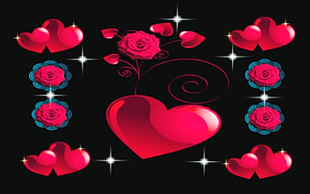 Hearts and Roses, bright hearts and roses, sent with love, love roses, rromance HD wallpaper