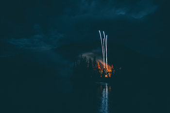 Fireworks, Night, Lake, Shore, Bank, Dark, Firework HD wallpaper